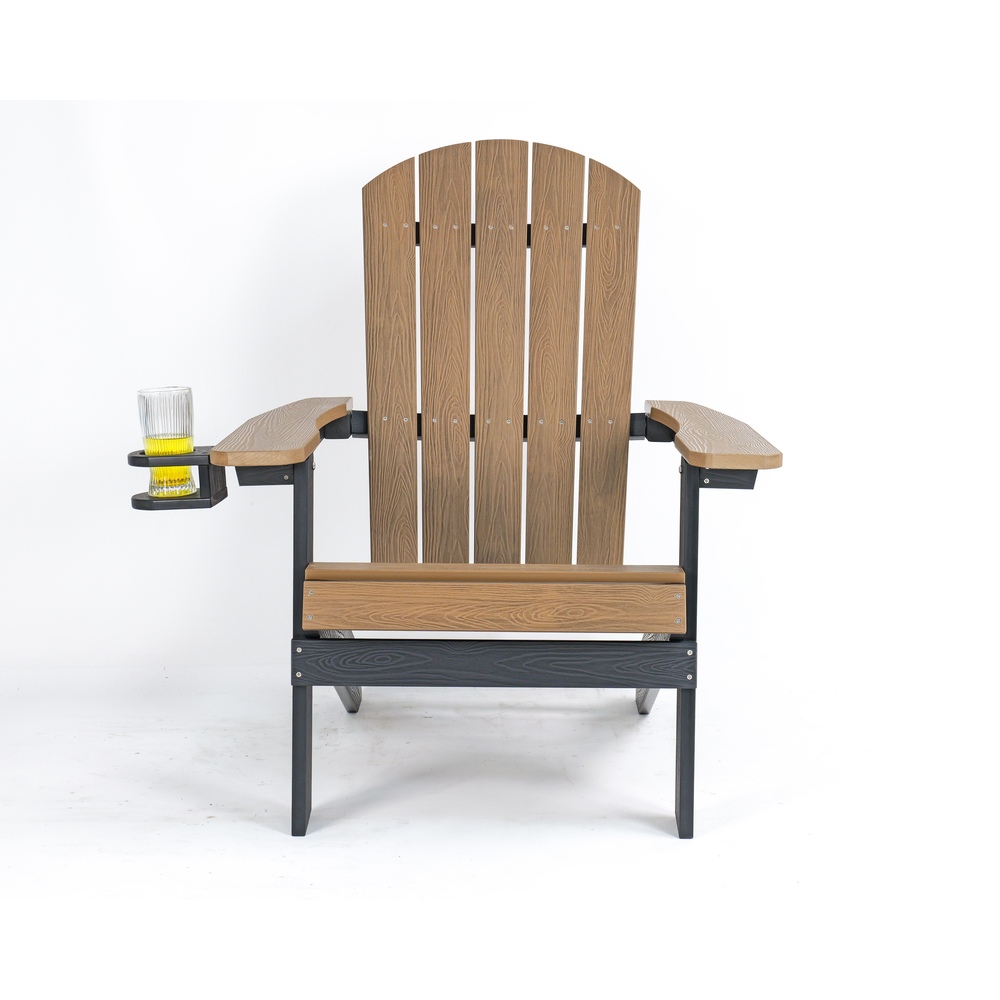 Backyard Lifestyles - Folding Adirondack Chair W/cup Holder- Brown/black