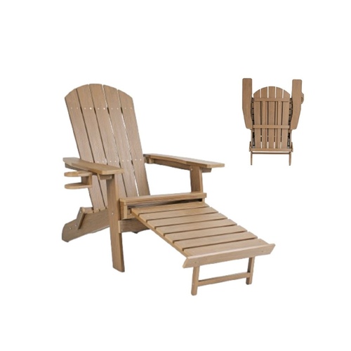 Backyard Lifestyles - Folding Adirondack Chair W/hideaway Footrest & Cup Holder - Brown