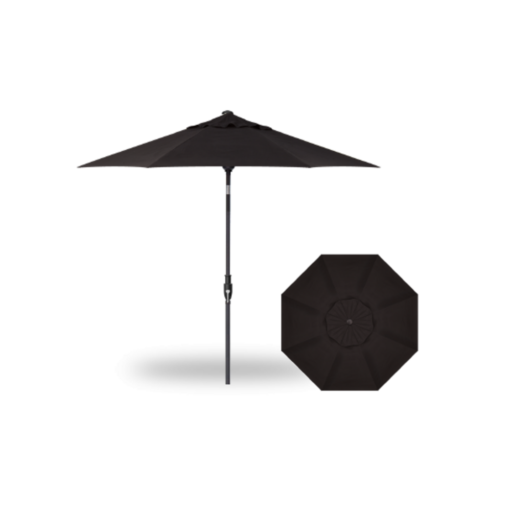 Treasure Garden - 9' Market Umbrella Glide Tilt Octagon - Black Frame W/black Fabric