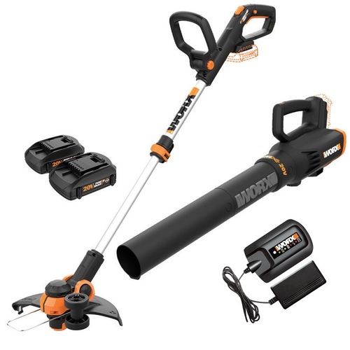Worx - 20v Cordless String Trimmer Wg163 And Leaf Blower Wg547 Combo W/batteries & Charger